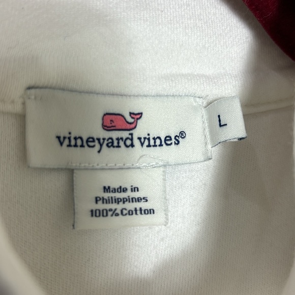 Vineyard Vines white 1/4 zip Classic Patchwork Shoulder Shep Shirt size Large - Picture 12 of 12
